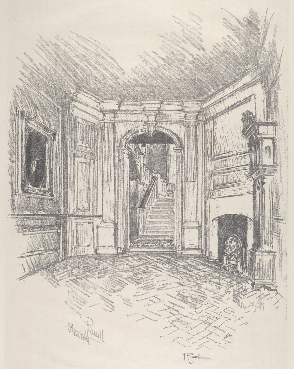 The Hall, Stenton, 1912. alkotó: Joseph Pennell