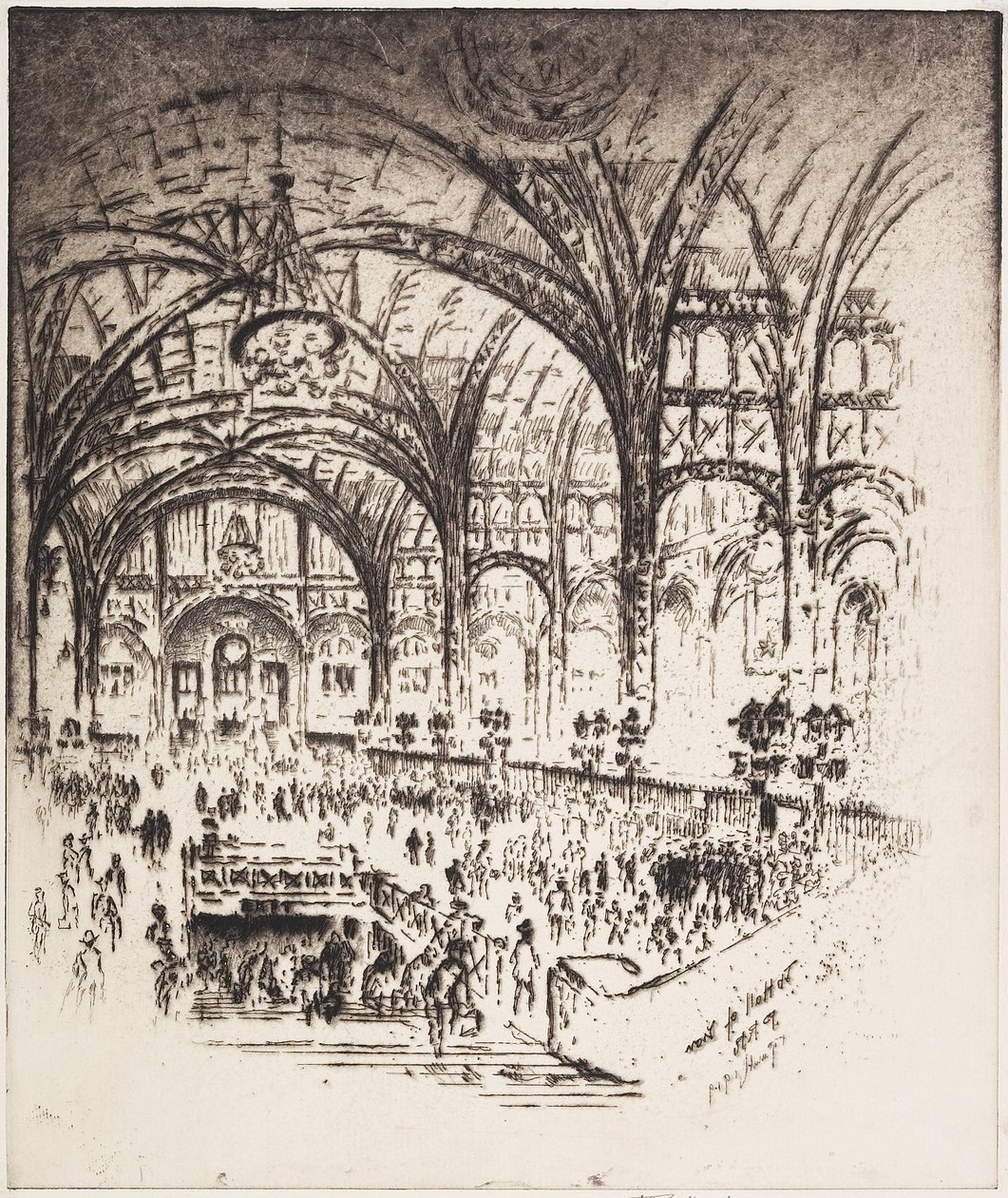 The Hall of Iron, Pennsylvania Station, New York, 1919 alkotó: Joseph Pennell
