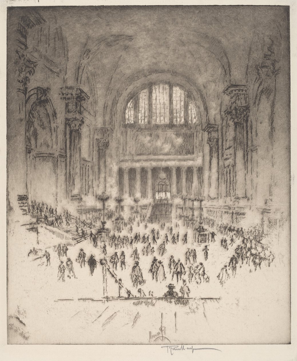 A Marble Hall, Pennsylvania állomás, New York alkotó: Joseph Pennell
