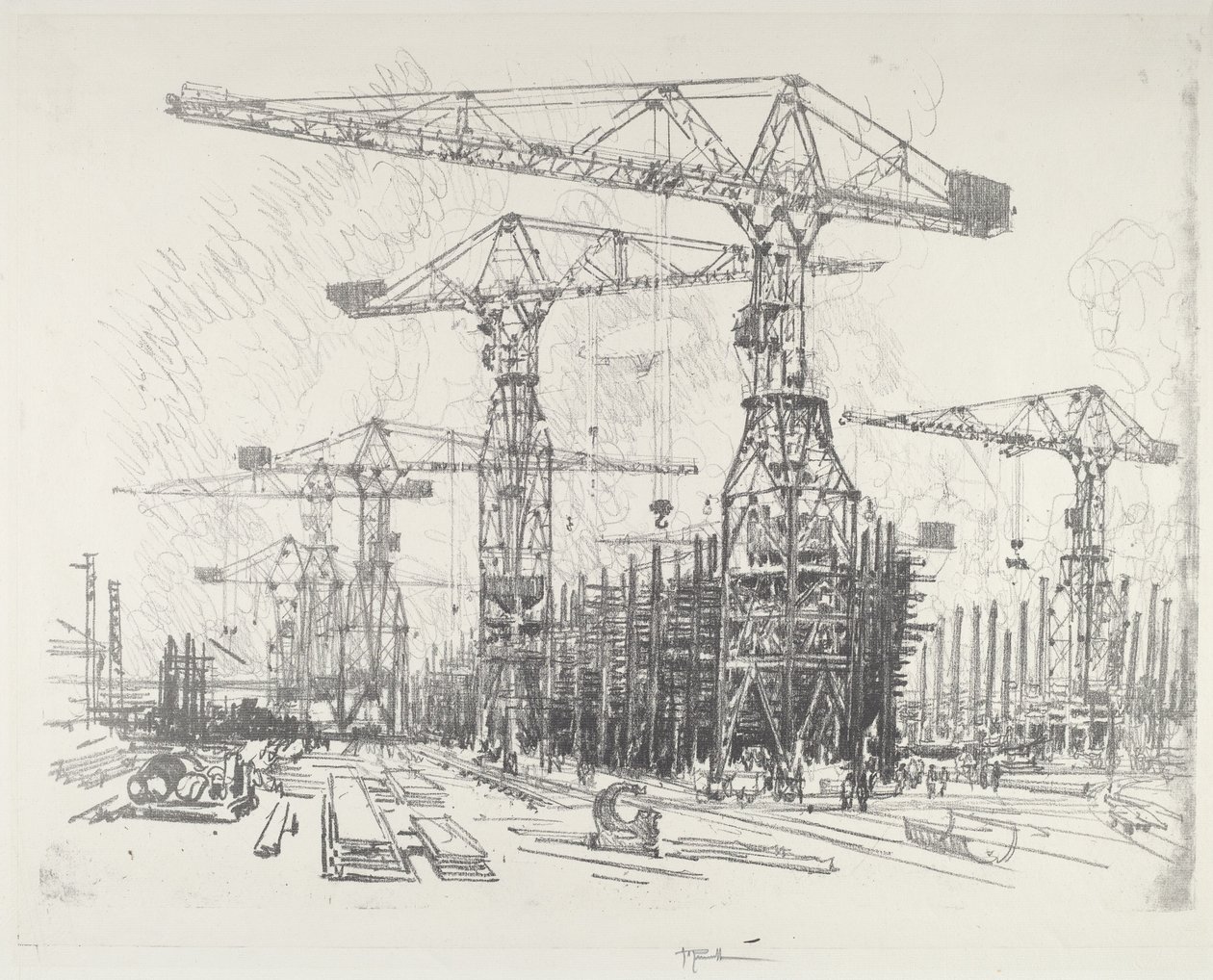 A régi hajógyár, 1916. alkotó: Joseph Pennell