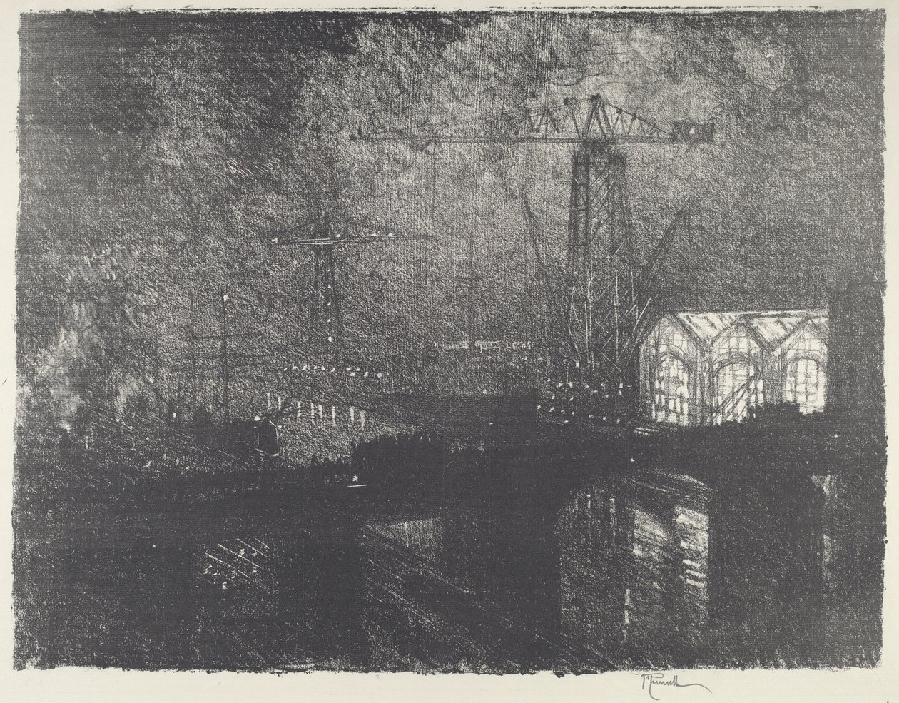 Az éjszakai boltok, Változó műszakok, 1916. alkotó: Joseph Pennell