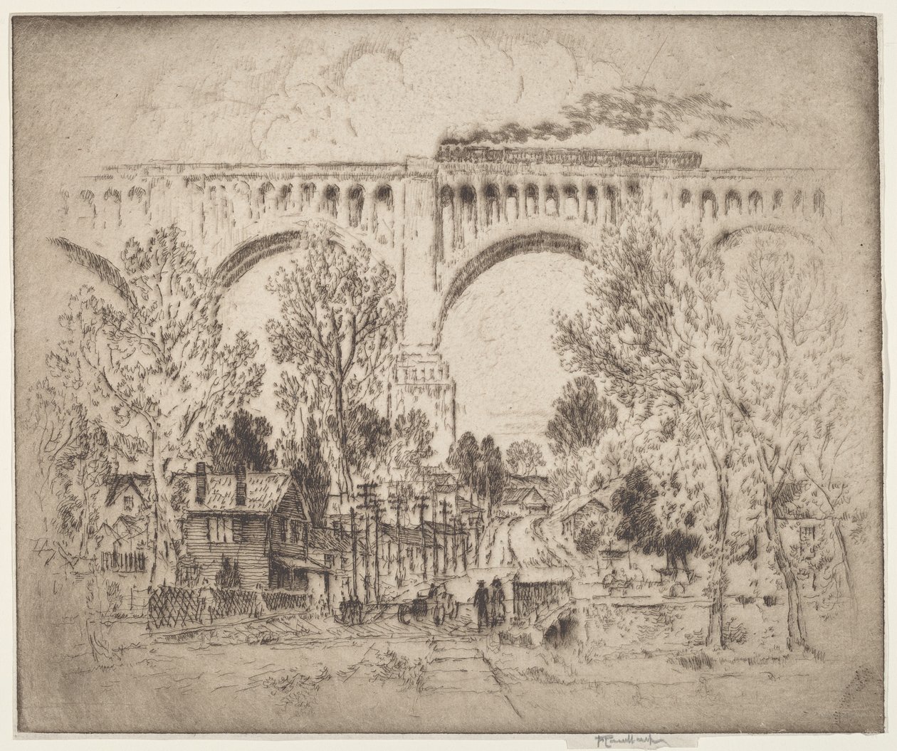 The Viaduct, D., L. & W., Nicholson, Pa. alkotó: Joseph Pennell