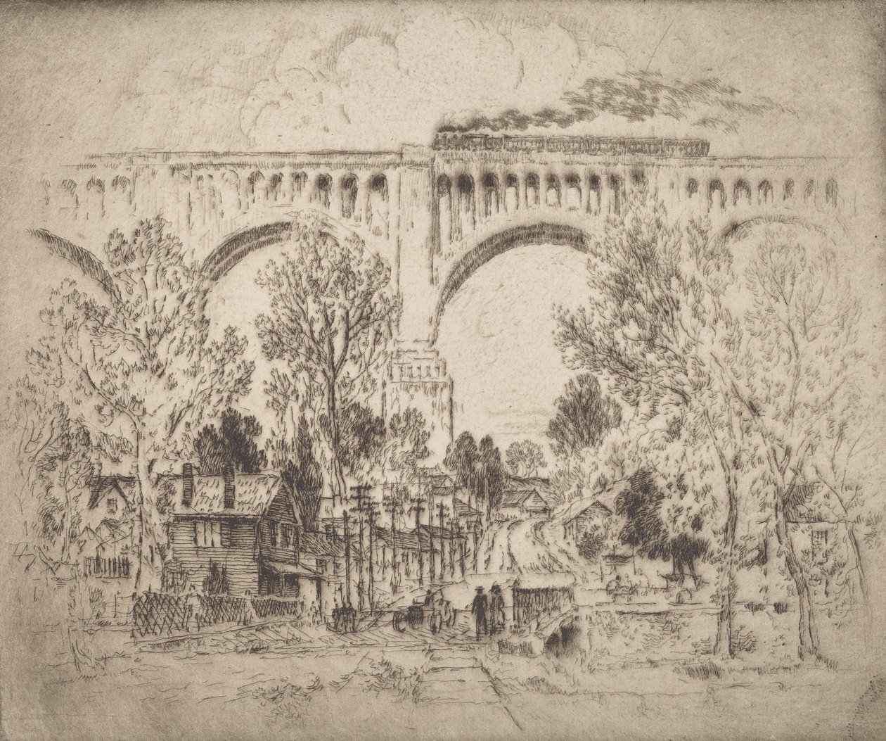 The Viaduct, D., L. & W., Nicholson, Pa., 1919. alkotó: Joseph Pennell
