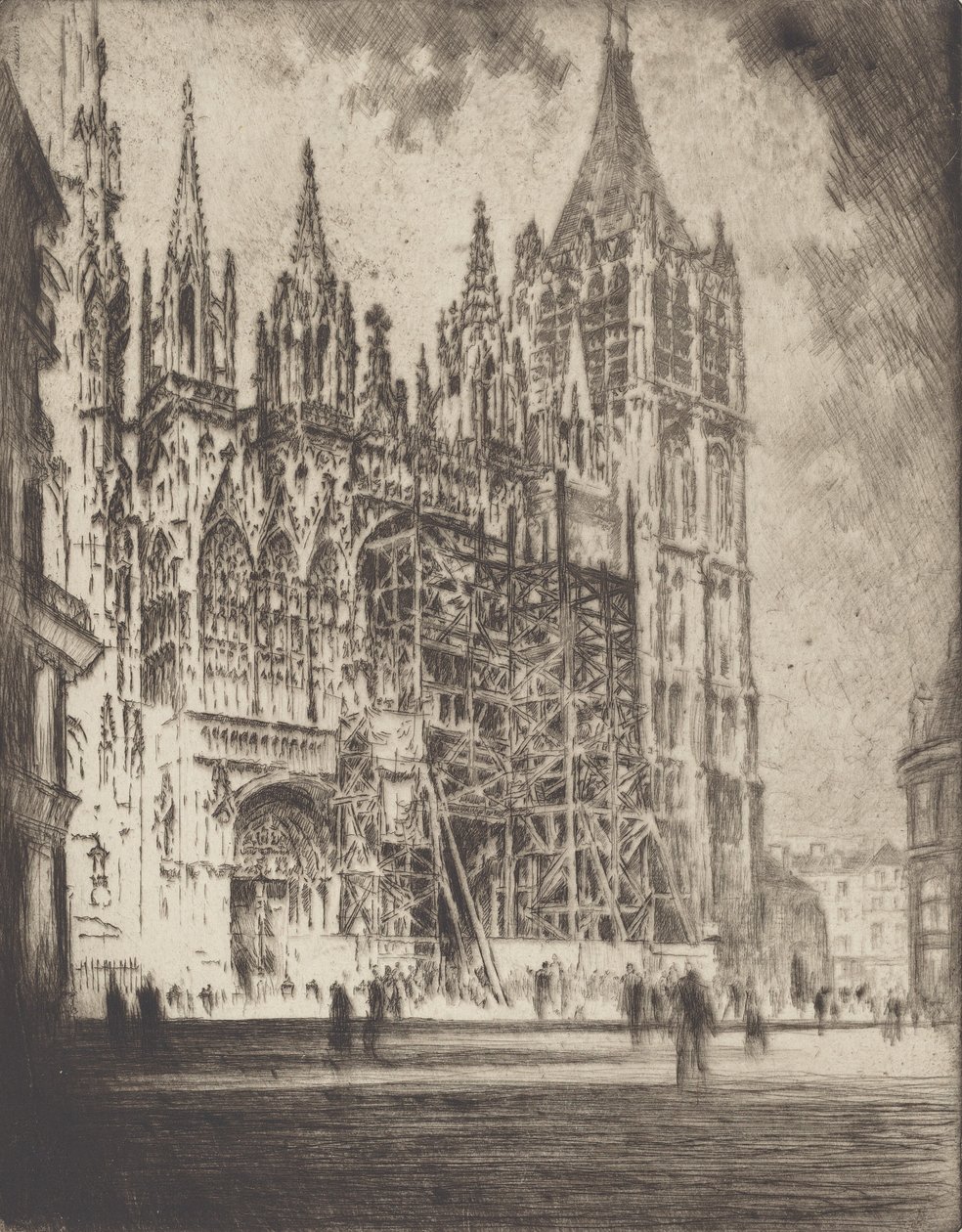 A nyugati front, roueni katedrális, 1907. alkotó: Joseph Pennell