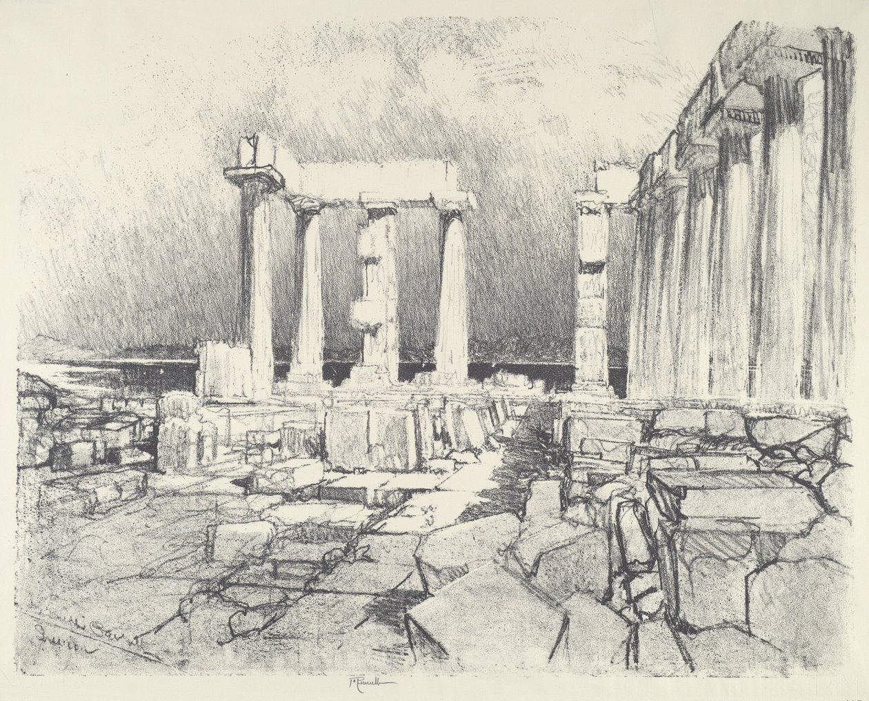 A bor-sötét tenger, Sunium, 1913. alkotó: Joseph Pennell