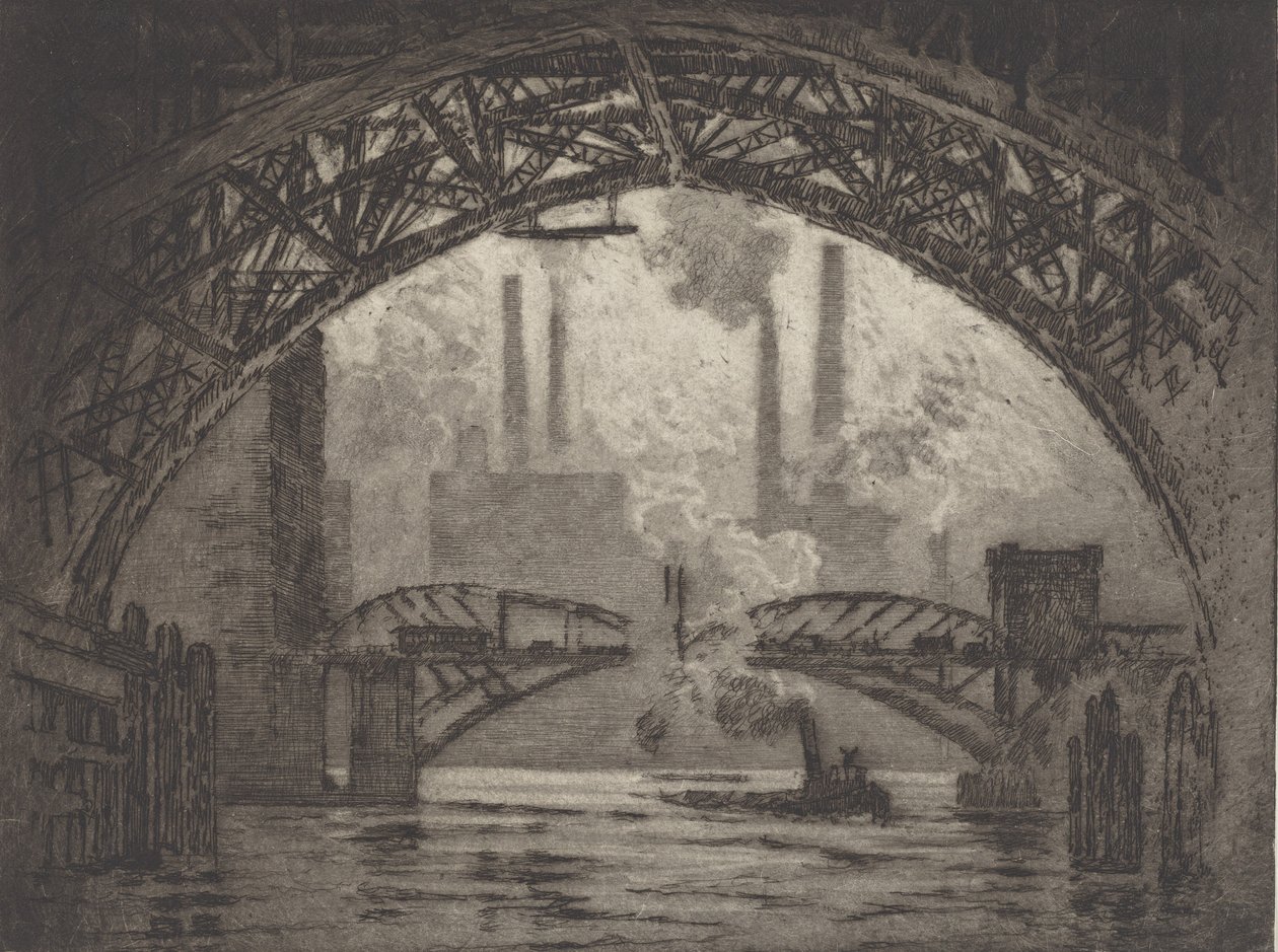 A hidak alatt, Chicago, 1910. alkotó: Joseph Pennell