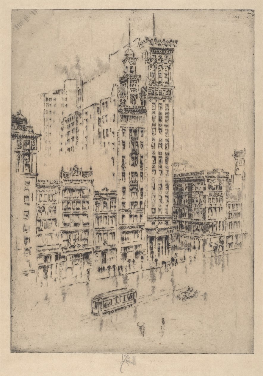 Union Square, esős nap alkotó: Joseph Pennell