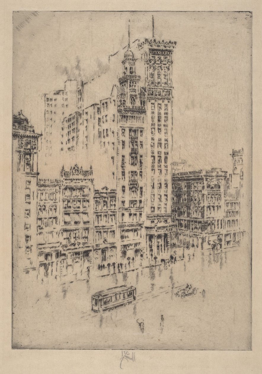 Union Square, esős nap alkotó: Joseph Pennell