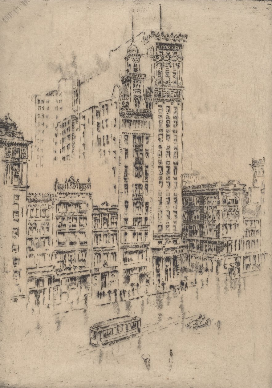 Union Square, esős nap, 1904. alkotó: Joseph Pennell