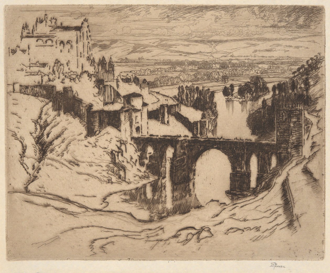 Untitled [Szent Márton hídja, Toledo] alkotó: Joseph Pennell