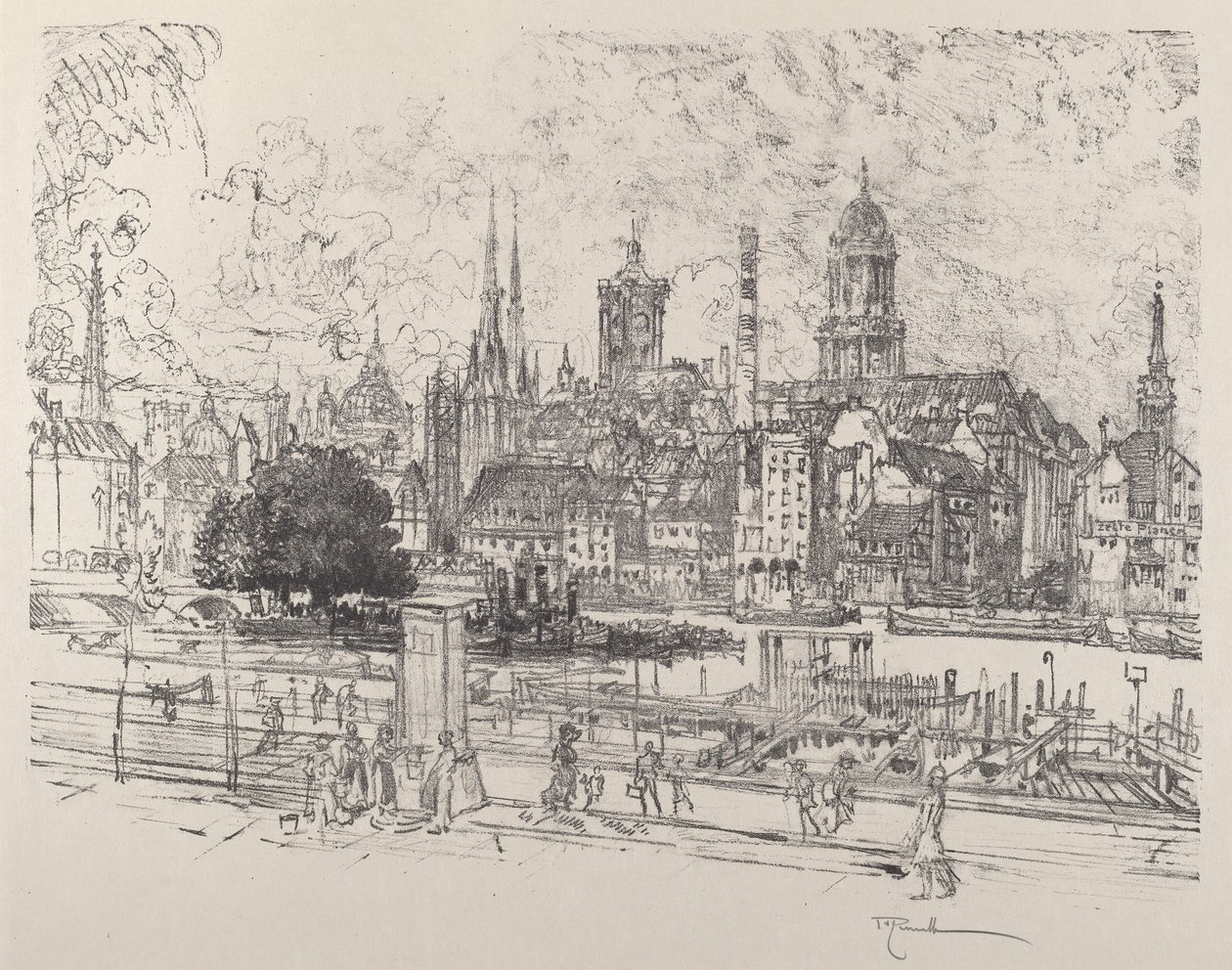Kilátás a Spree-re, Berlin alkotó: Joseph Pennell