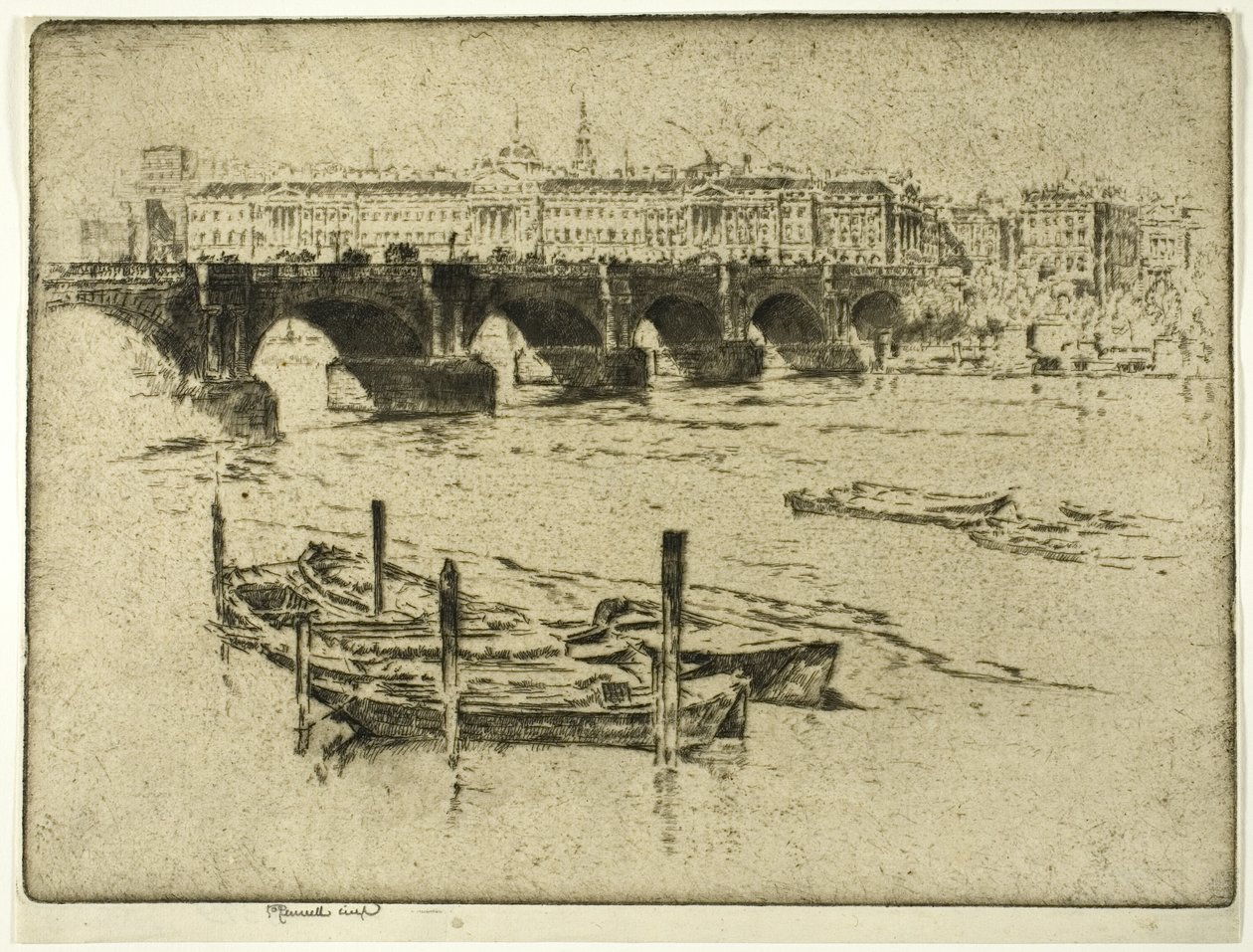 Waterloo Bridge és Somerset House alkotó: Joseph Pennell
