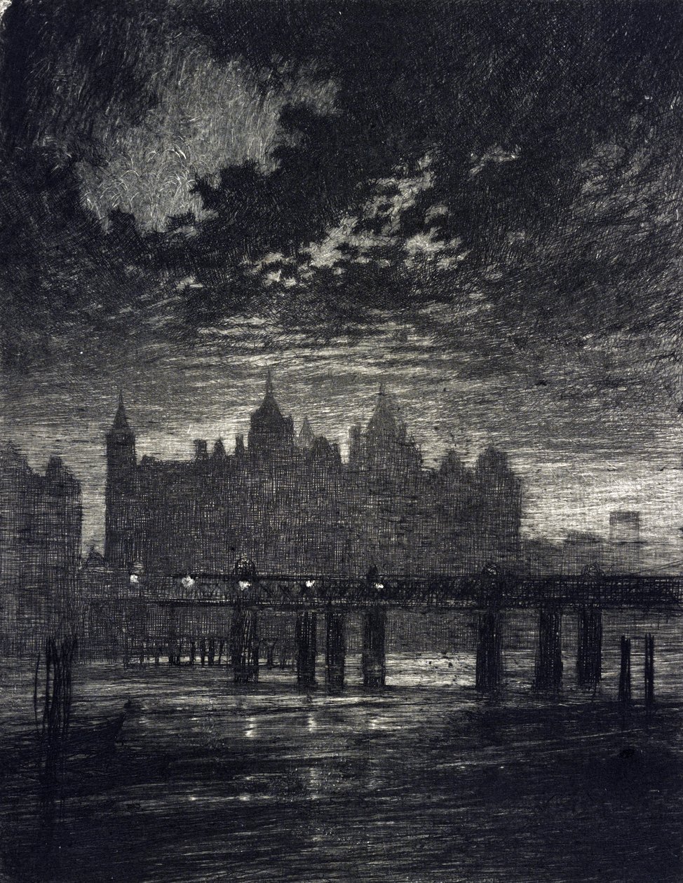 Whitehall bíróság Londonban. alkotó: Joseph Pennell