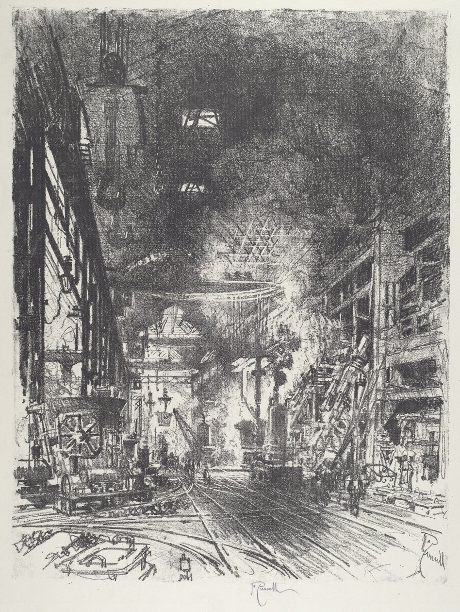 A kemencéken belül, 1916. alkotó: Joseph Pennell