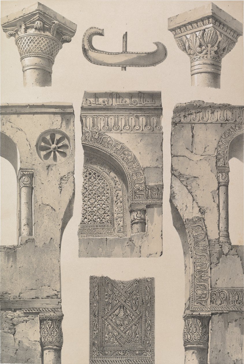 13. Részletek, Ibn Toûloûn mecsete, 1843. alkotó: Joseph Philibert Girault De Prangey