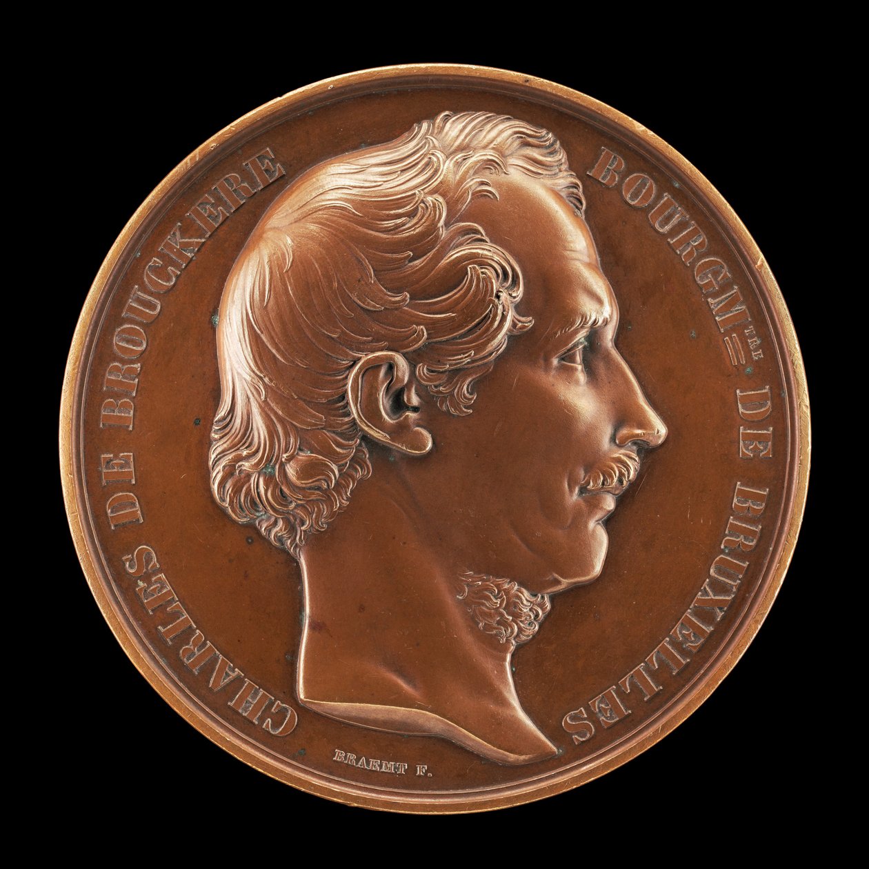 Charles de Brouckère, 1796-1860, Brüsszel polgármestere 1848 [előlap], 1854. alkotó: Joseph Pierre Braemt