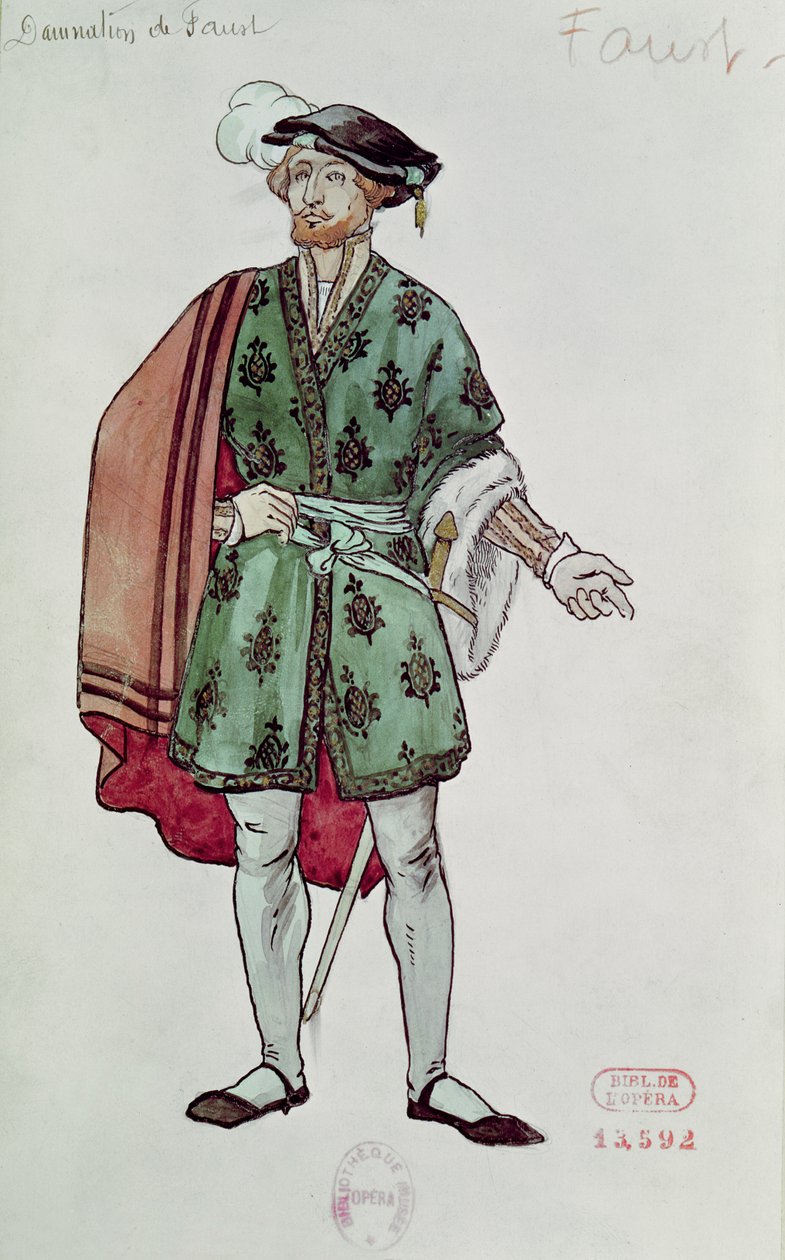 Jelmezterv Fausthoz Hector Berlioz (1803-69) "Faust elkárhozása" (1846) című művéből 1906-08 (akvarell, papír) alkotó: Joseph Porphyre Pinchon