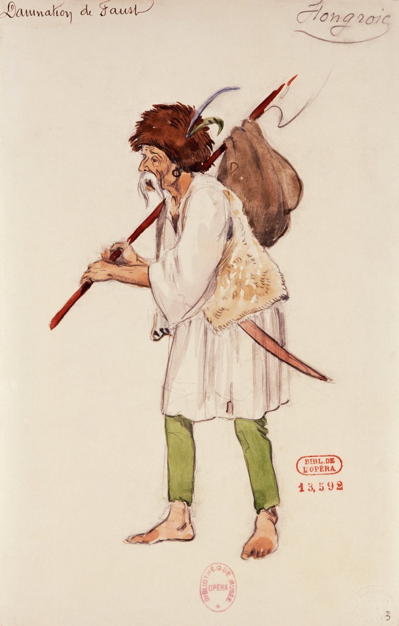 Hector Berlioz: Faust elkárhozása című művének magyar szerepének jelmeze, Joseph Porphyre Pinchon (1871-1953) vázlata. alkotó: Joseph Porphyre Pinchon