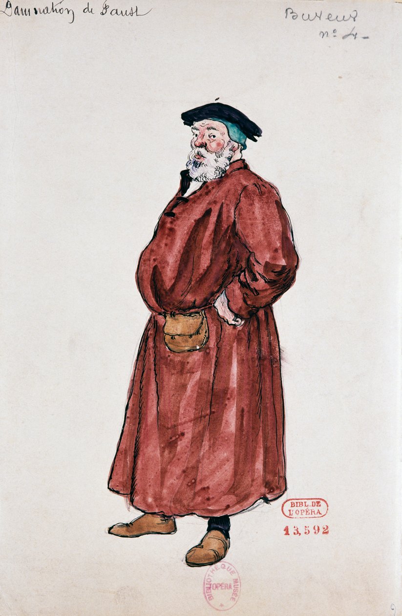 Hector Berlioz Faust elkárhozása című művének vendéglői jelmeze, Joseph Porphyre Pinchon (1871-1953) vázlata. alkotó: Joseph Porphyre Pinchon