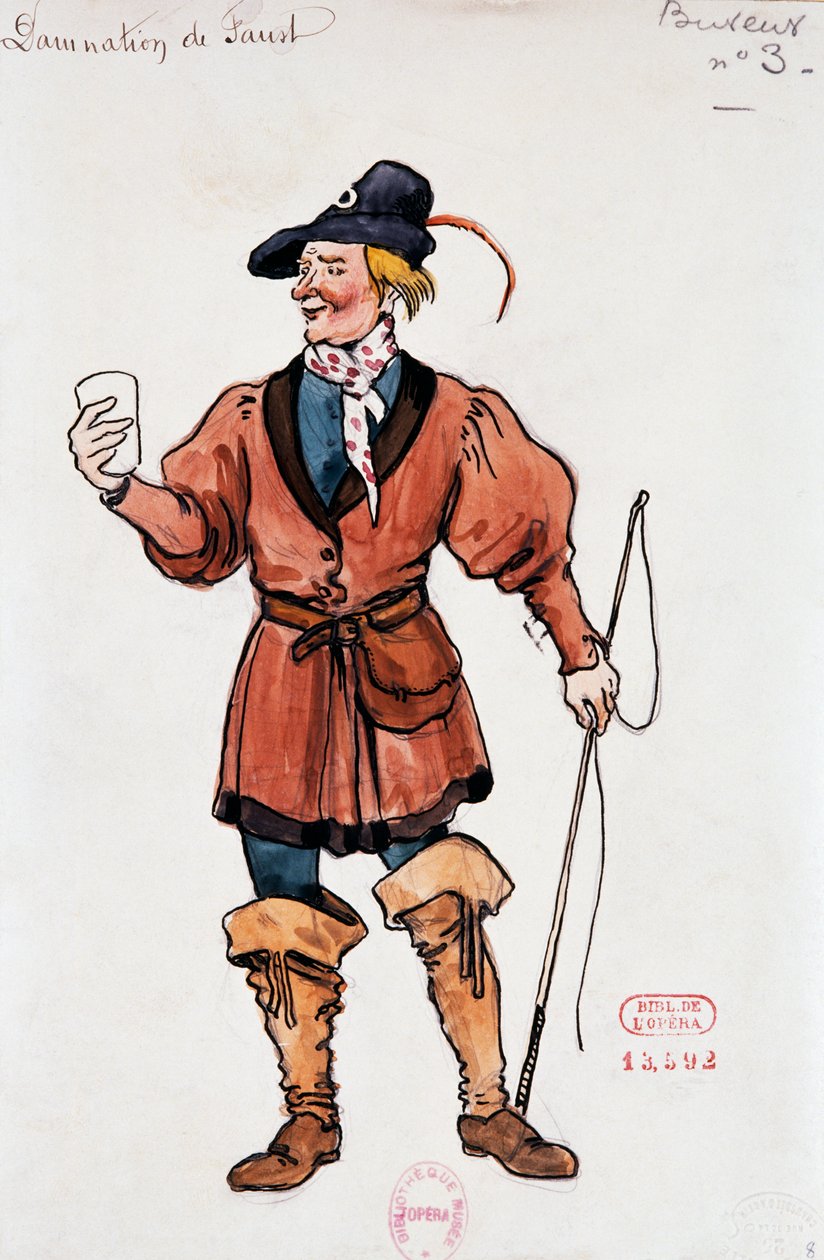 Hector Berlioz Faust elkárhozása című művének vendéglői jelmeze, Joseph Porphyre Pinchon (1871-1953) vázlata. alkotó: Joseph Porphyre Pinchon