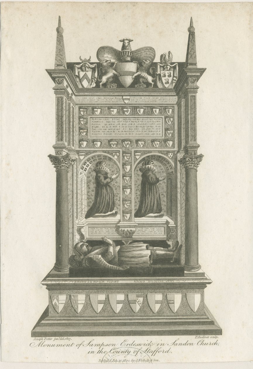 Sandon templom - Sampson Erdeswicke sírja: metszet alkotó: Joseph Potter