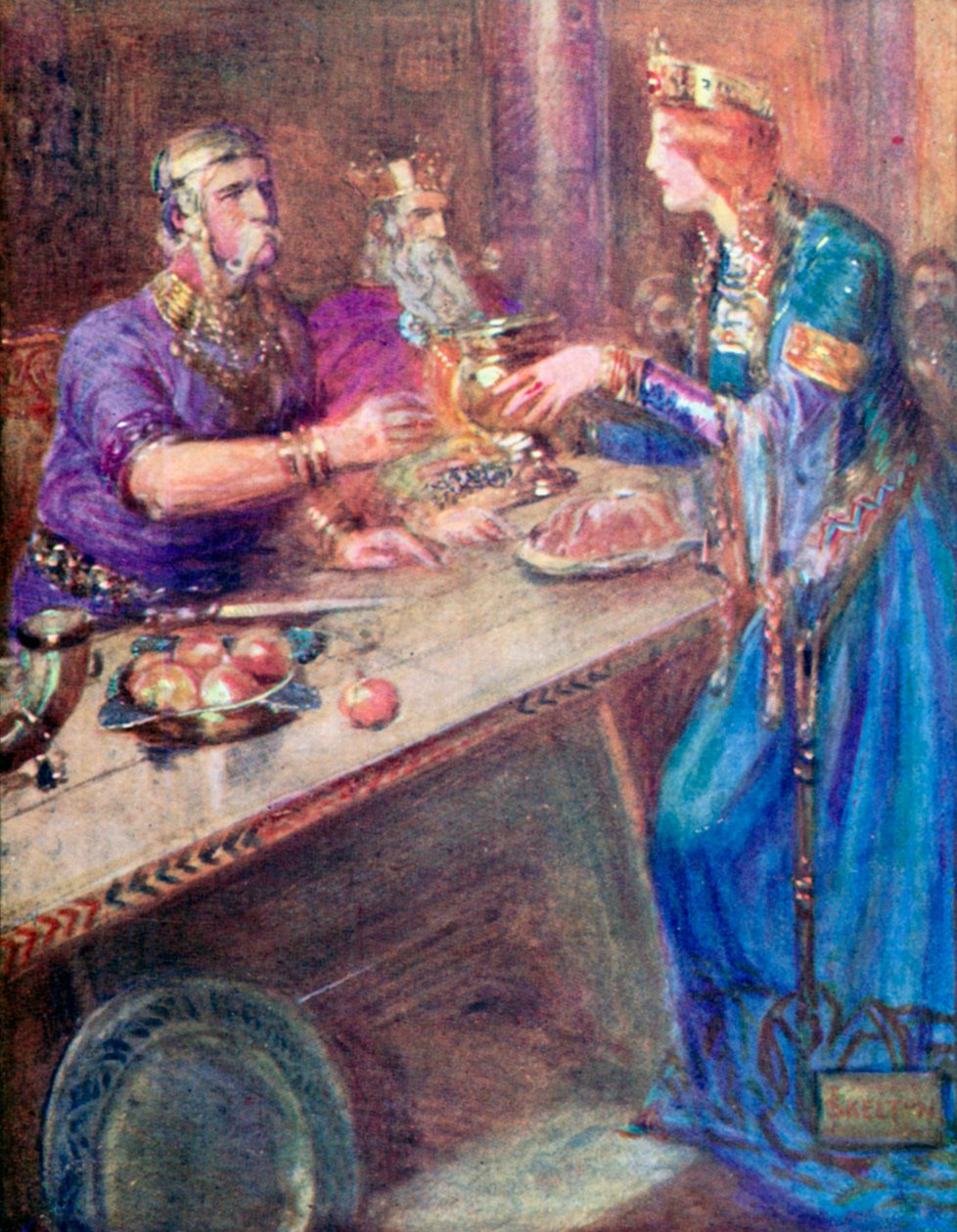 Minden harcosnak bort adnak az Aranypohárból (színes litográfia) alkotó: Joseph Ratcliffe (after) Skelton