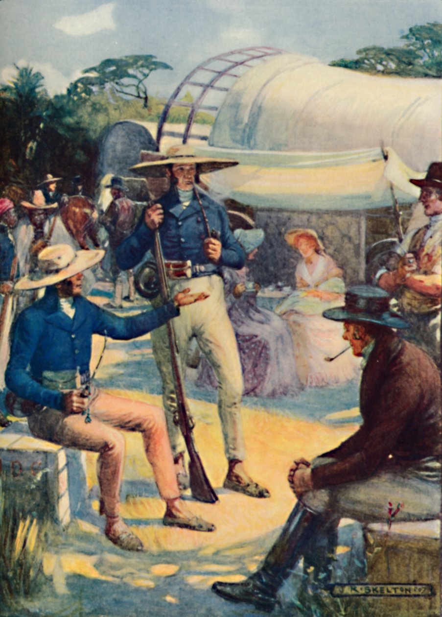 1820 telepesek és búr konvojaik, 1909 alkotó: Joseph Ratcliffe Skelton