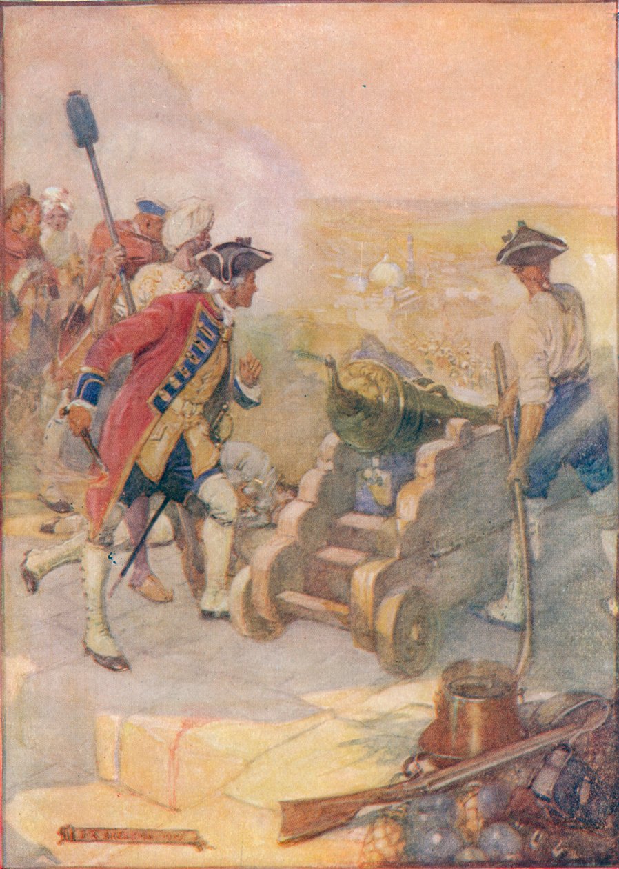 Clive maga lőtte ki az egyik fegyvert, c1908, c1920. alkotó: Joseph Ratcliffe Skelton