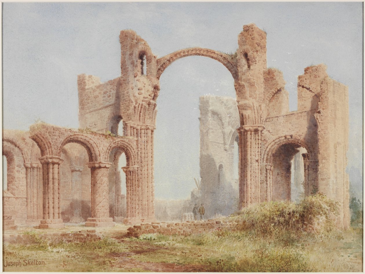 Lindisfarne Priory Ruins (akvarell, testfesték és ceruza papíron) alkotó: Joseph Ratcliffe Skelton