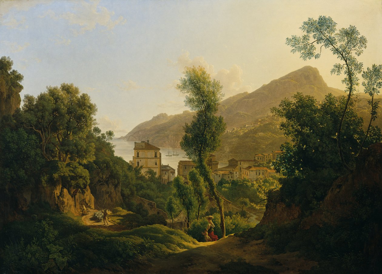 Kilátás Vietri városára, kilátással a Salernói-öbölre alkotó: Joseph Rebell
