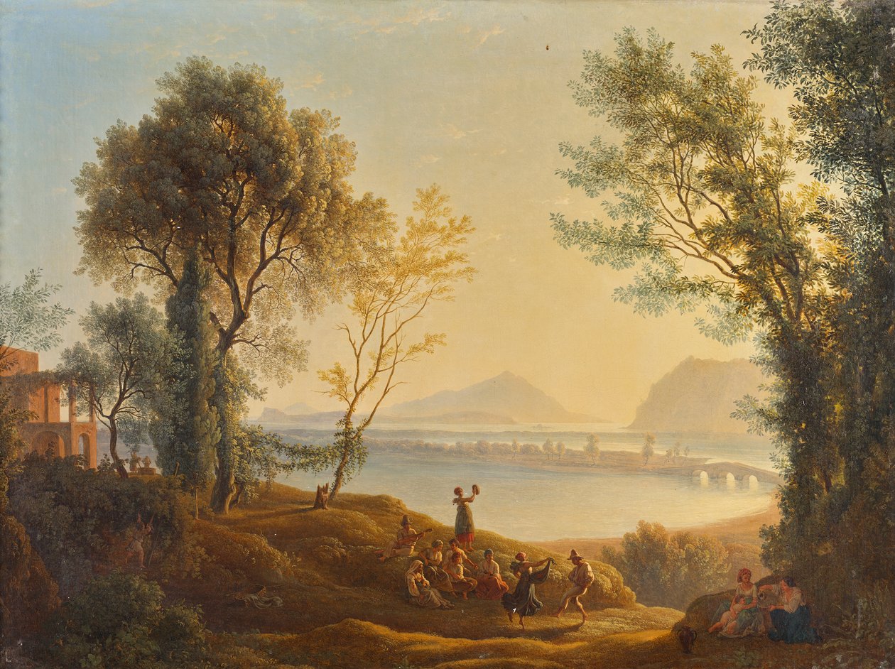 Olasz táj naplementével alkotó: Joseph Rebell
