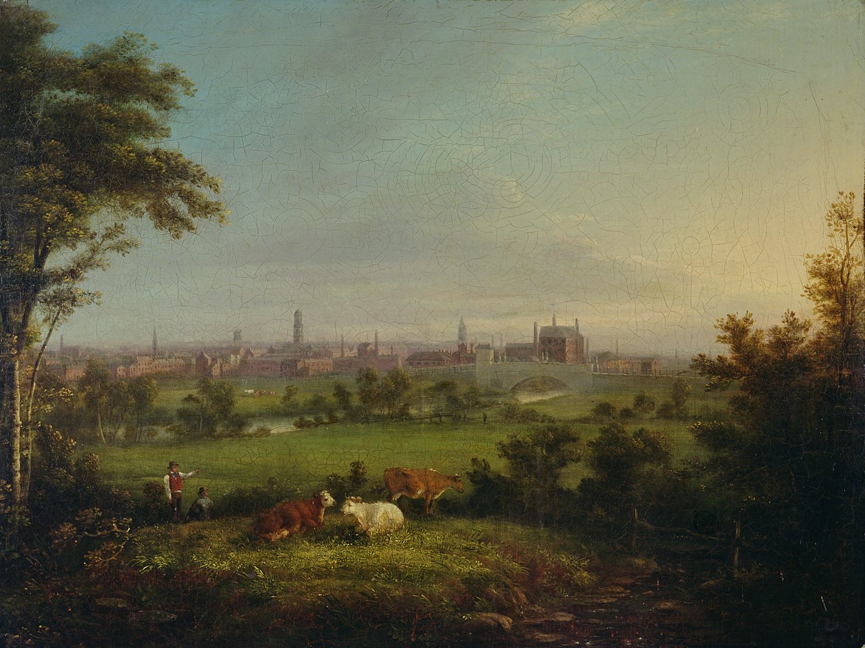 Leeds a Meadowsról, 1825 körül (olaj, vászon) alkotó: Joseph Rhodes