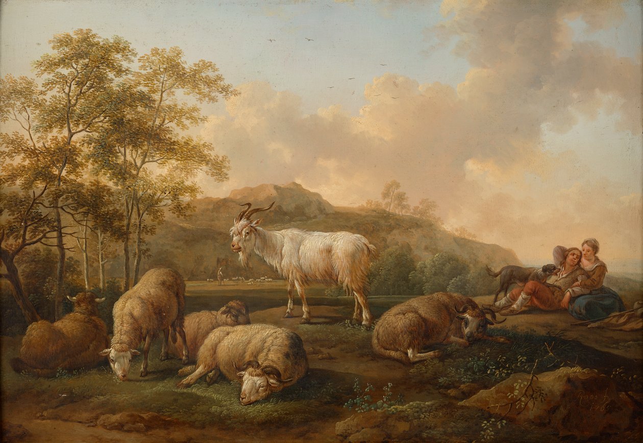 Táj legelő szarvasmarhákkal alkotó: Joseph Roos d. Ä.