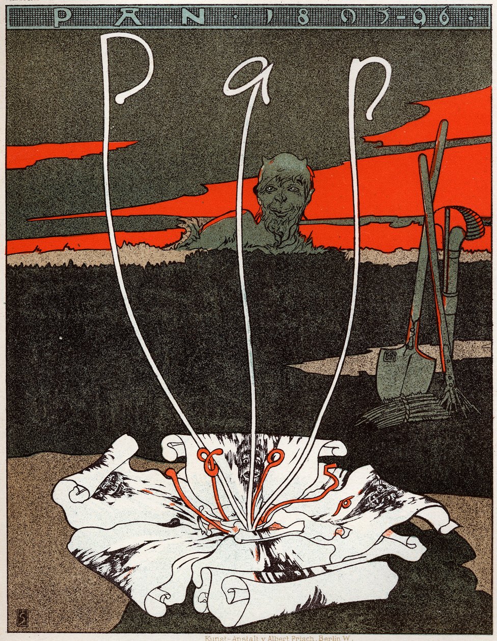 Művészet. Pan, szecessziós stílusú folyóirat. Poszter: Joseph Sattler, Németország, 1895 körül (plakát) alkotó: Joseph Sattler
