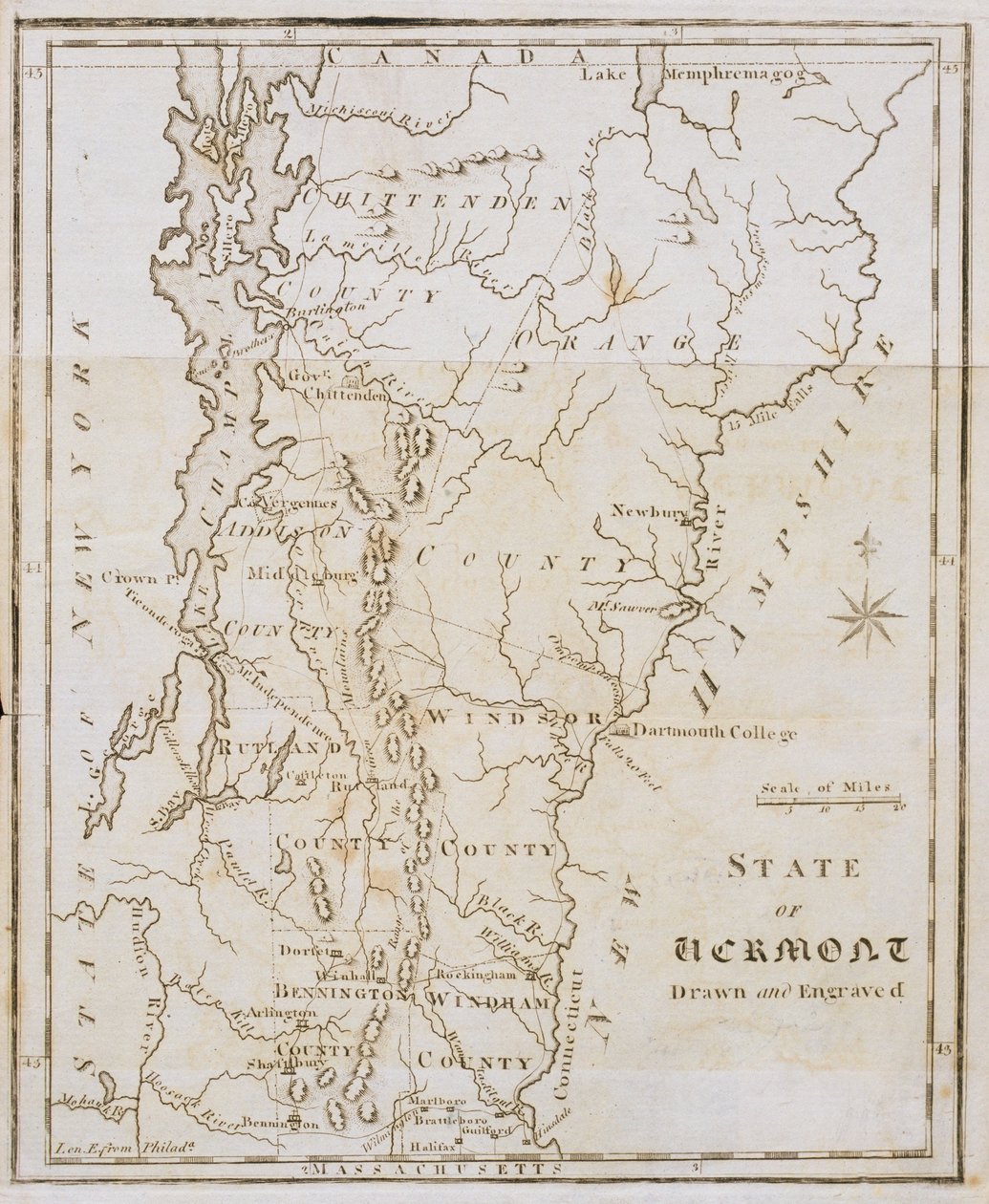 Vermont állam térképe alkotó: Joseph Scott