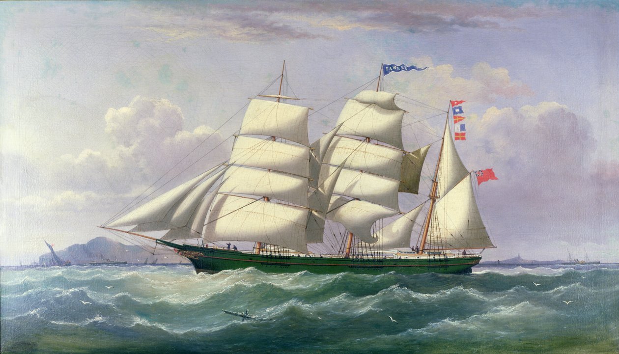 A Barquentine Pawnee az Ír-tengerben alkotó: Joseph Semple