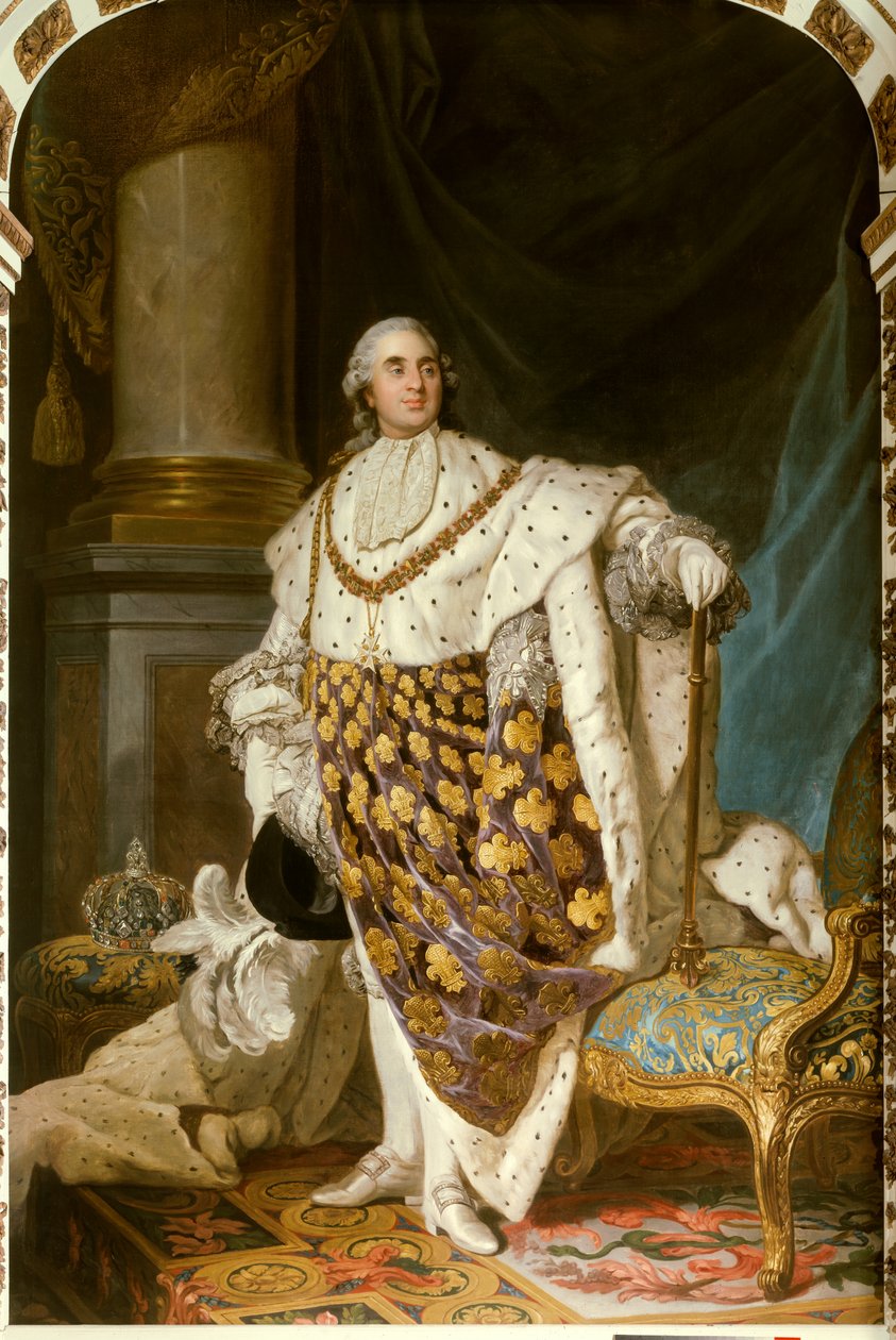 XVI. Lajos francia király lábbeli portréja szent jelmezben (1754-1793) A Szentlélek-rend nyaklánca (Szentlélek) - Festmény Joseph Siffred Duplessis (1725-1802) műterméből (Joseph- Siffrede, Joseph-Siffrede, Joseph Si alkotó: Joseph Siffred Duplessis