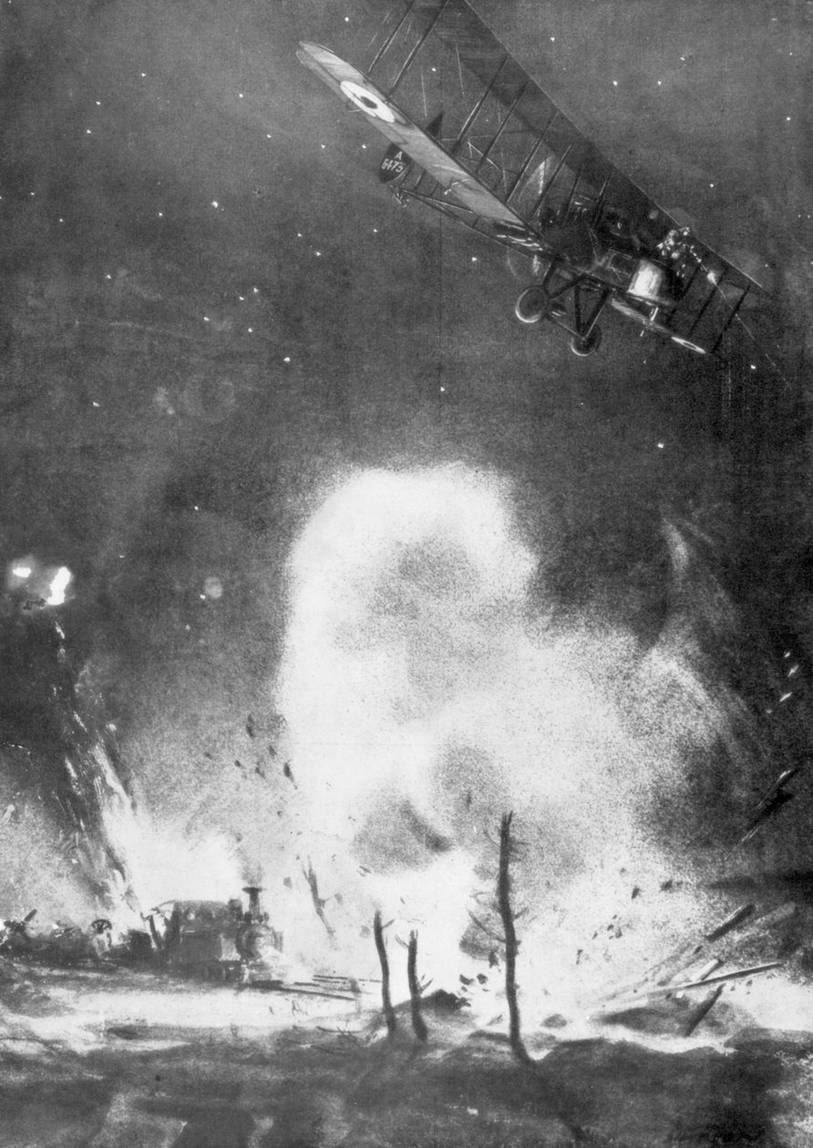 Brit légi bombázás a német vonalak felett, I. világháború, 1914-1918 1926 alkotó: Joseph Simpson