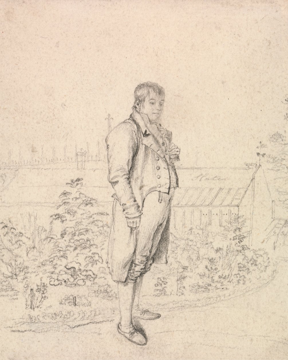 Vázlat Sir Walter Scottról egy kertben alkotó: Joseph Slater