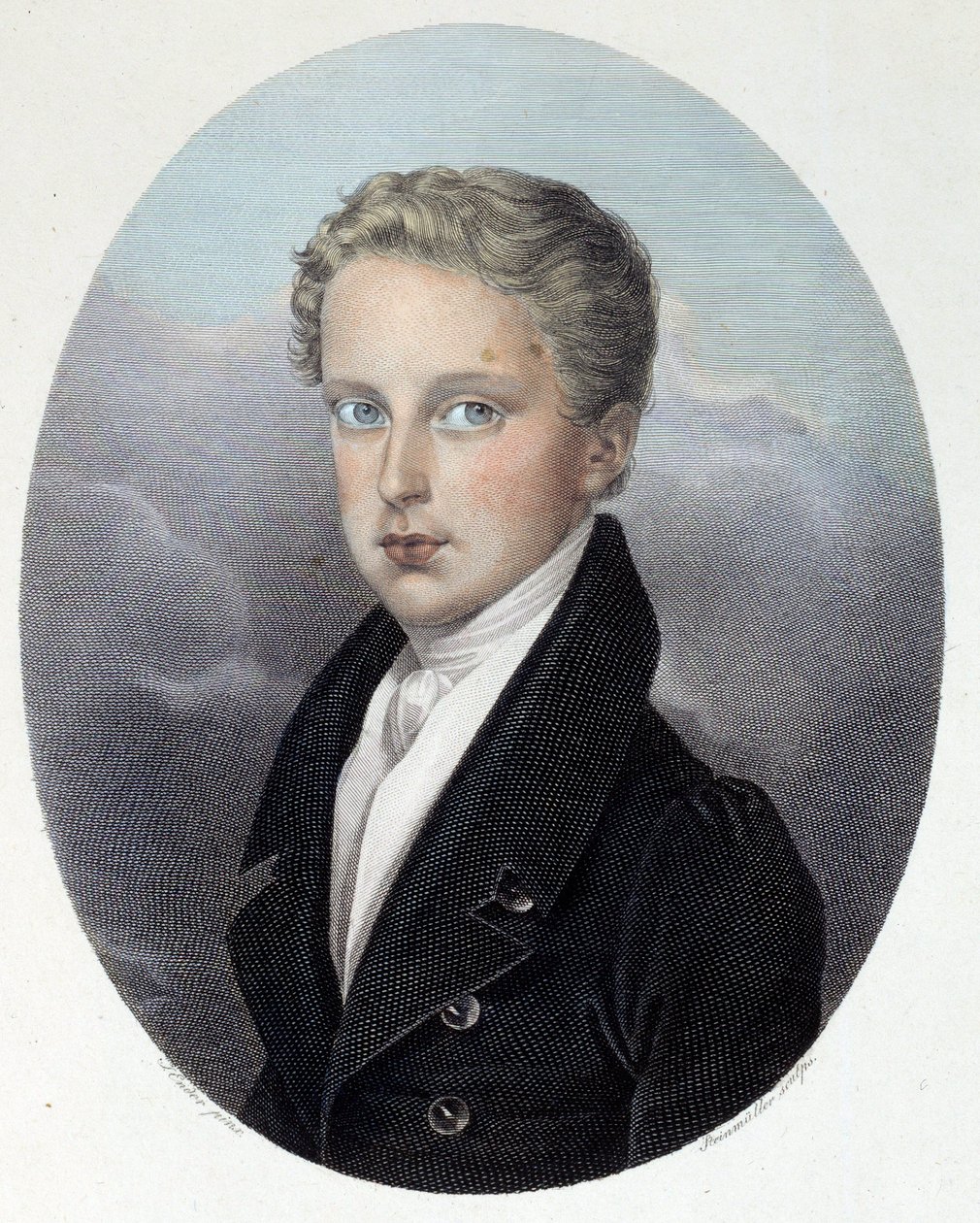 Reichstadt hercegének (1811-1832), I. Napóleon és Marie Louise fiának portréja Joseph Steinmuller (1795-1841) metszete 1827 Magángyűjtemény alkotó: Joseph Steinmuller