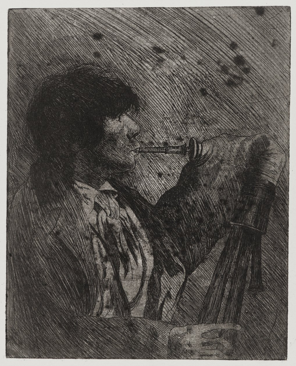 Dudán játszó férfi, Sigmund Abeles és Edmond Casarella nyomta alkotó: Joseph Stella