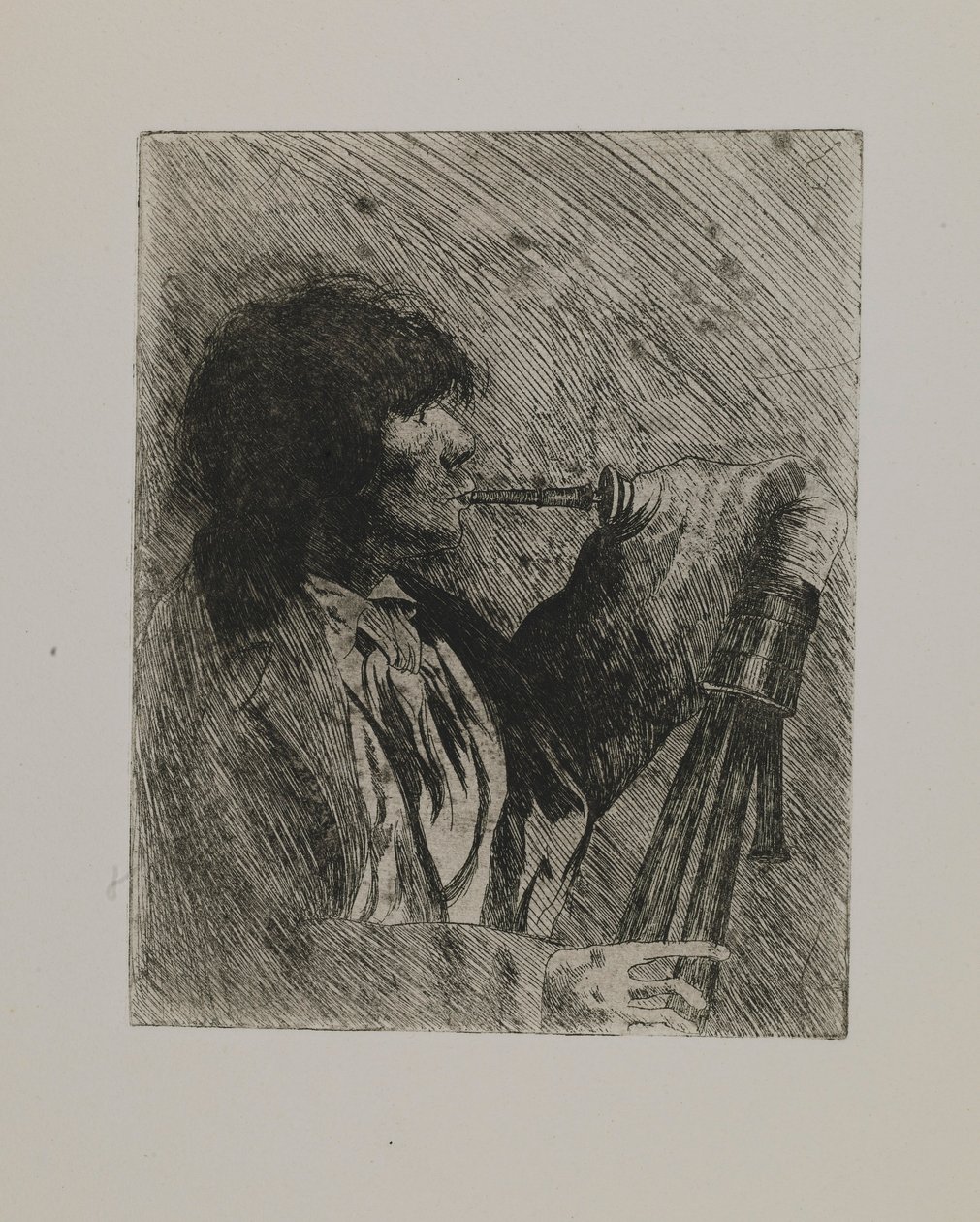 Cím nélkül - férfi dudával alkotó: Joseph Stella