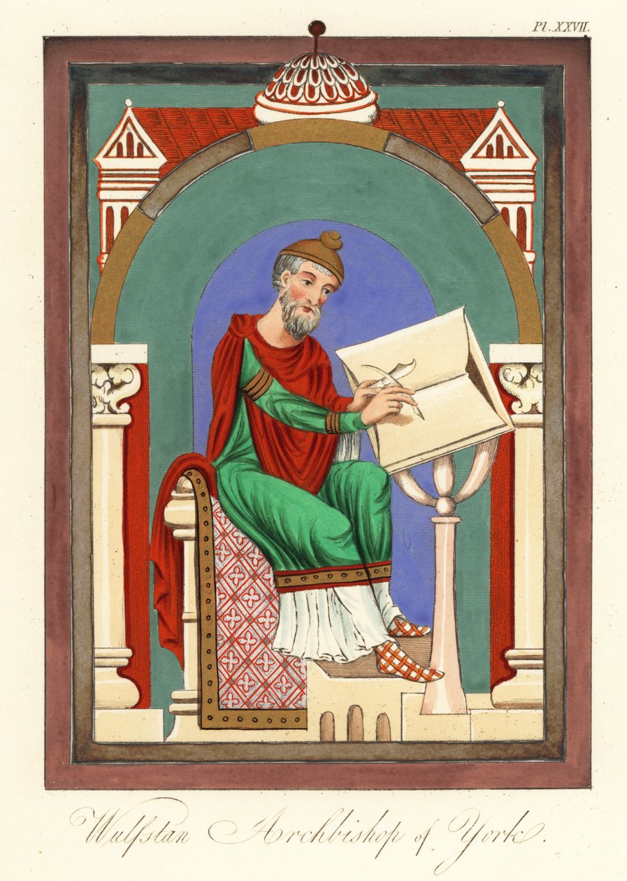Wulstan II (vagy Wulfstan), York érseke, 1859 (metszet) alkotó: Joseph Strutt