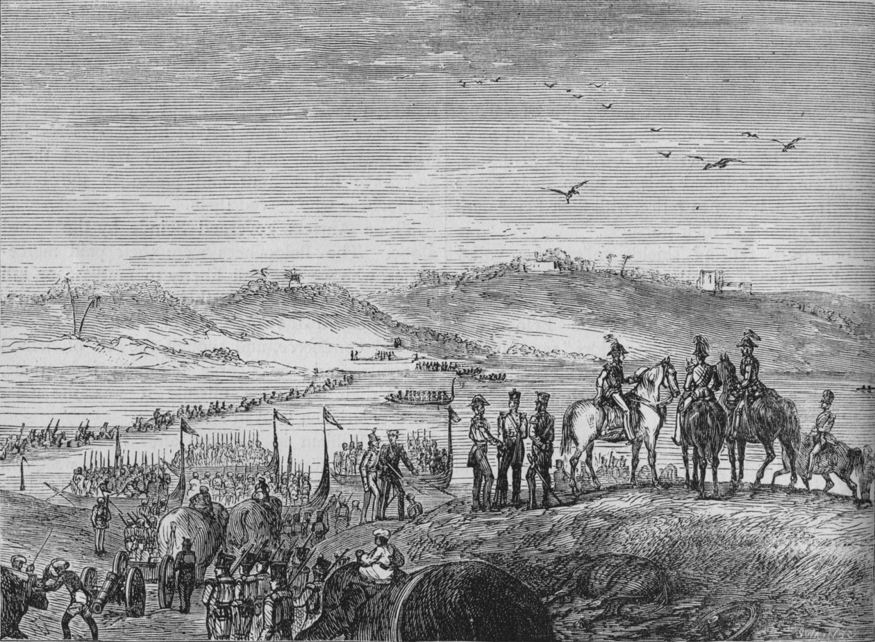 A brit hadsereg átkel a Sutlejben, 1880 alkotó: Joseph Swain