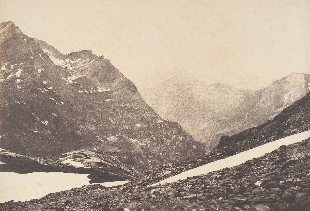 Kilátás a Maladetta részére és a hegyekre Vénasque kikötőjének tetejéről, 1853. alkotó: Joseph Vigier
