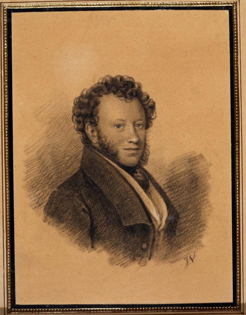 Alexandre Pouchkine (1799-1837) író portréja – Joseph Vivien (1793-1852) munkája, ceruza és akvarell papíron alkotó: Joseph Vivien