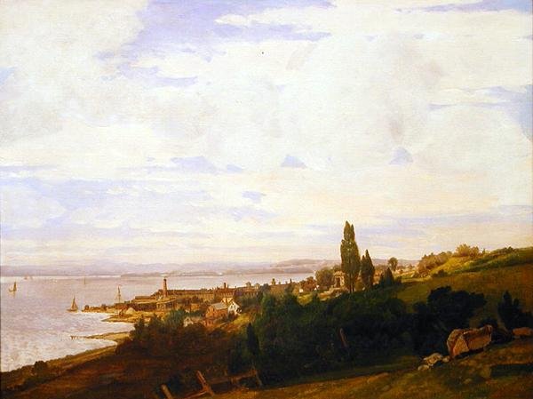 Kilátás a Hudsonra Sing Sing közelében, New York államban, 1840-es évek vége (olaj, vászon) alkotó: Joseph Vollmering