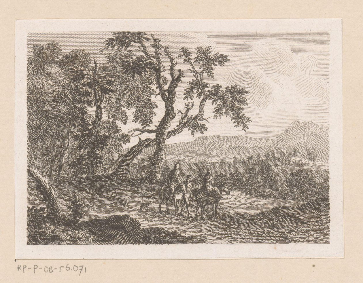 Táj két lovassal és egy gyalogos emberrel alkotó: Joseph Wagner (possibly)