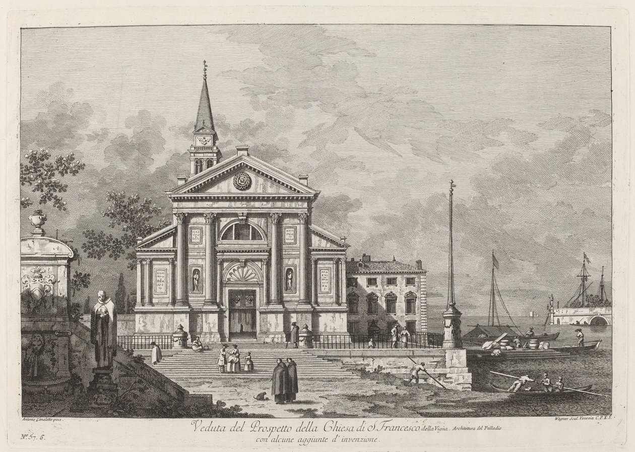 Kilátás a S. Francesco-templom tájékoztatójára alkotó: Joseph Wagner after Canaletto