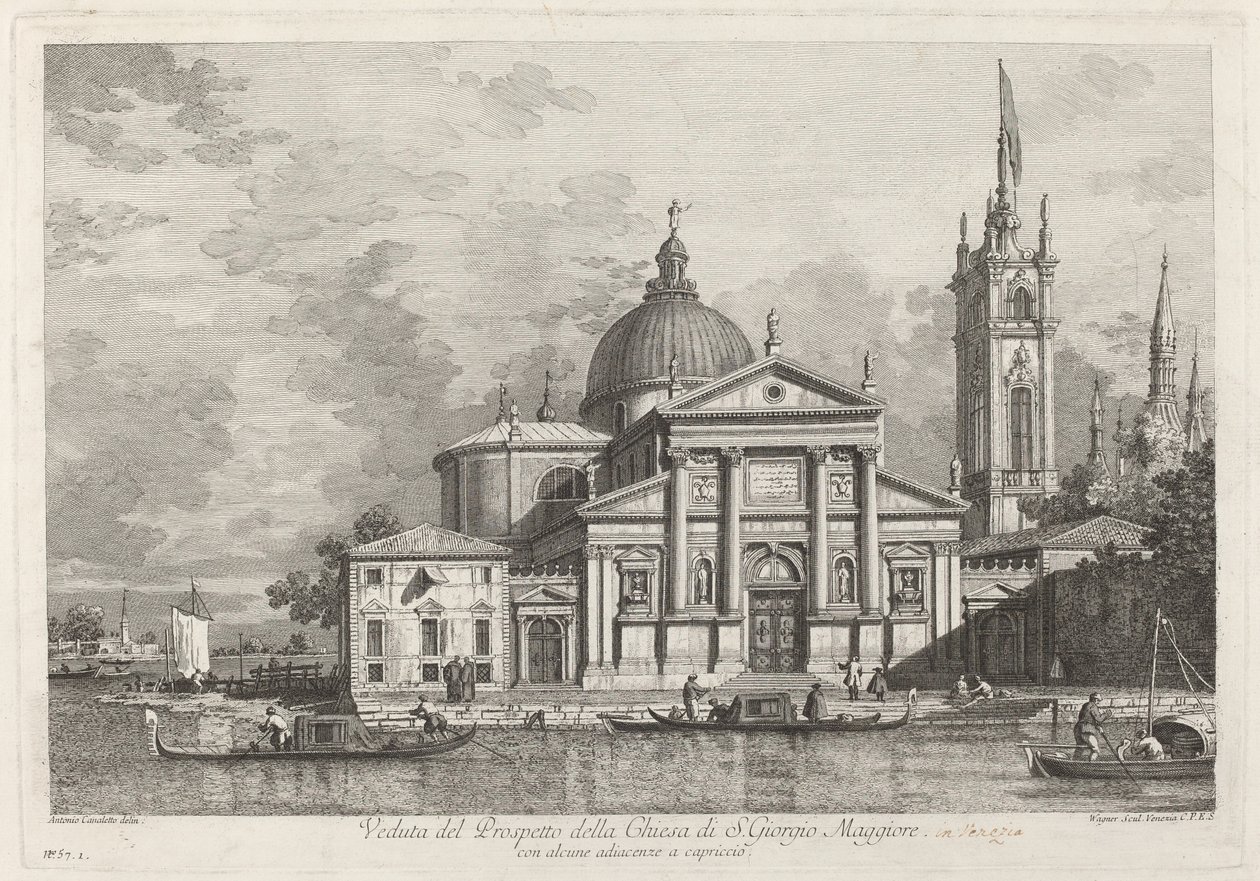 Kilátás a S. Giorgio Maggiore-templom prospektusára alkotó: Joseph Wagner after Canaletto